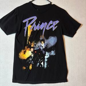Prince Official Purple Rain Album Cover Graphic Unisex Black T-Shirt Size Small